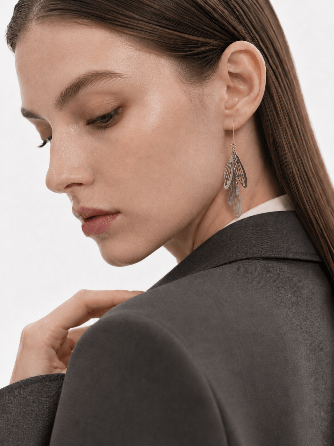 Swinging Long Leaf Dangle Hook Earrings