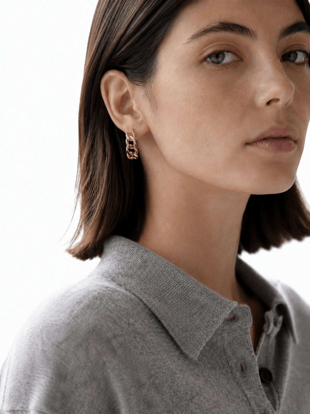 Curb Chain Huggie Earrings