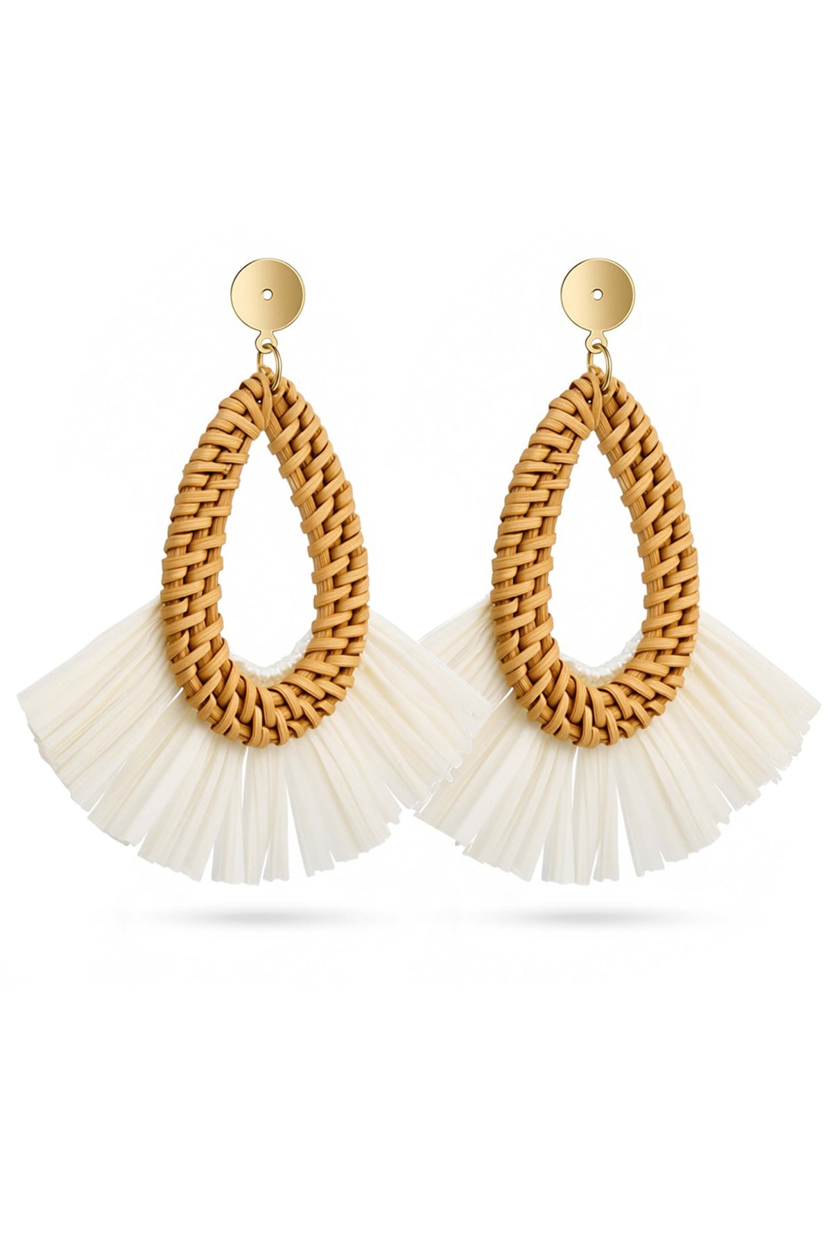Rattan Raffia Fan Earrings