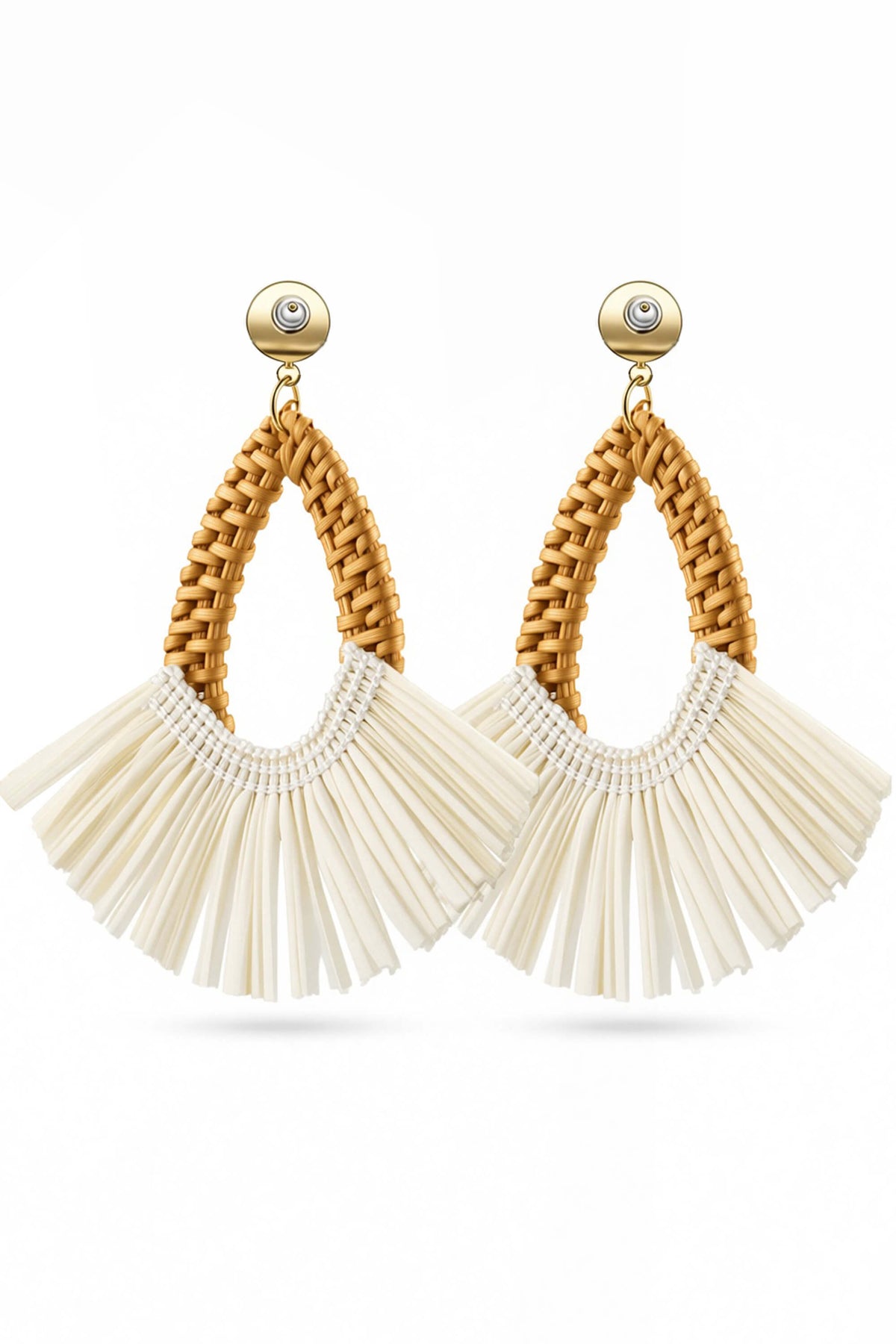 Rattan Raffia Fan Earrings