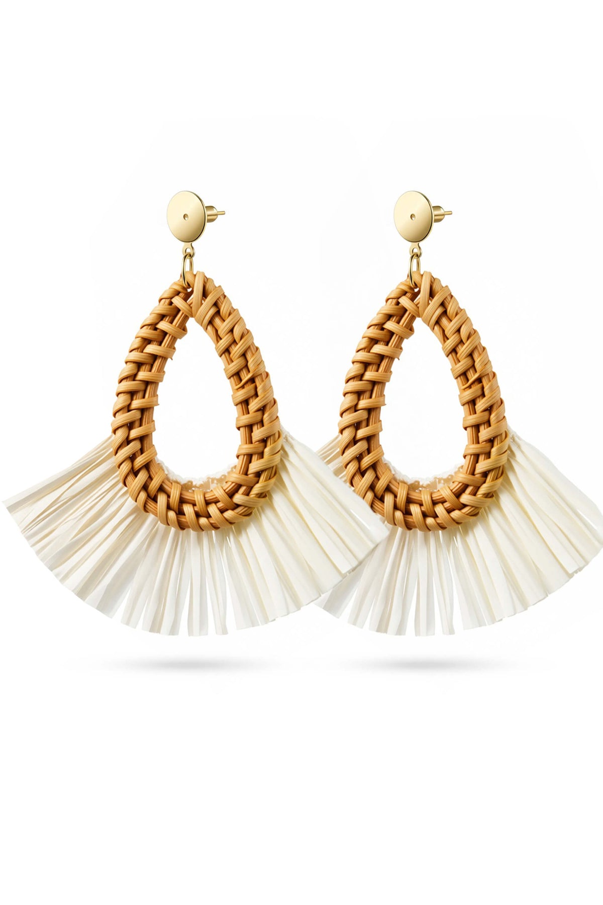 Rattan Raffia Fan Earrings