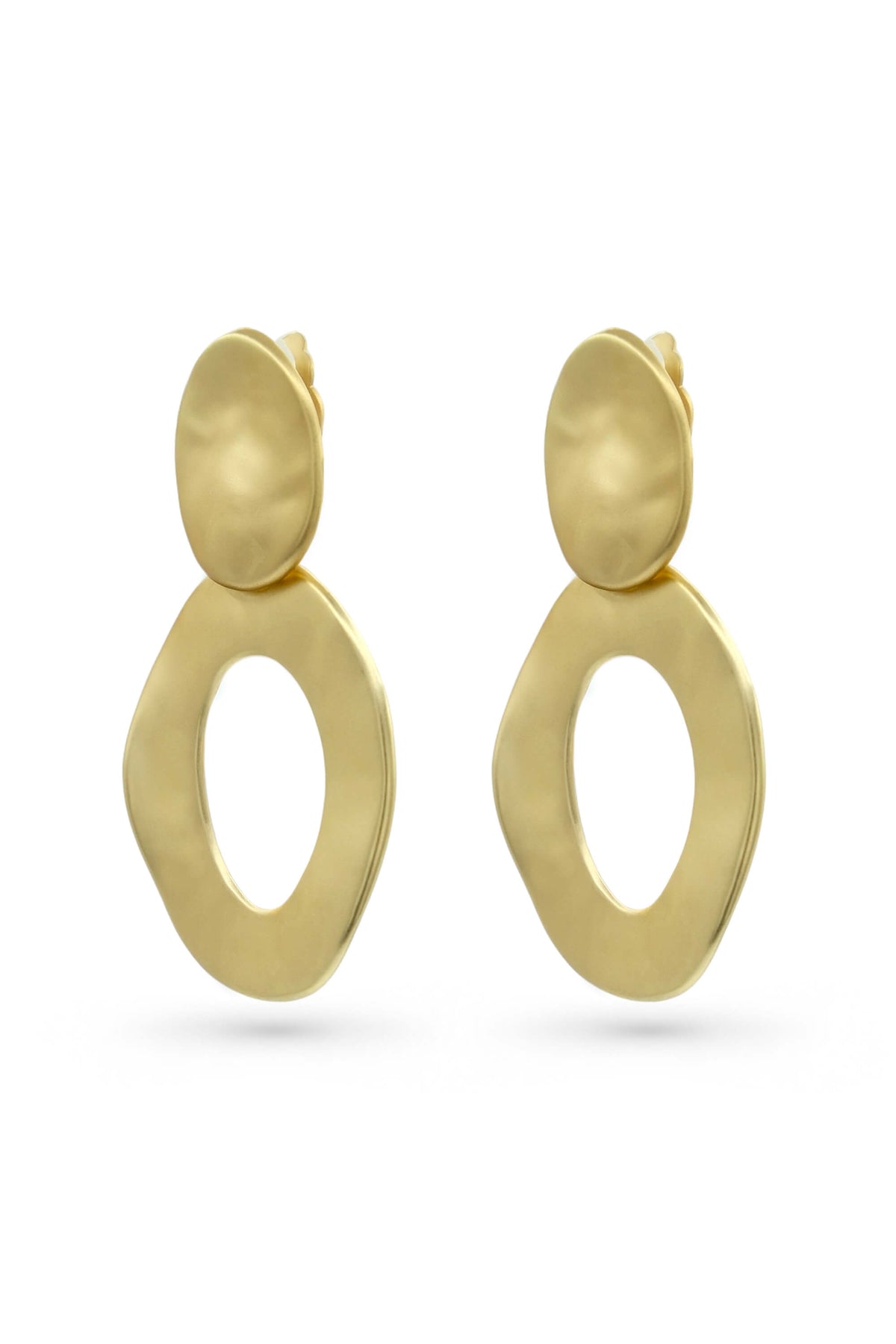 Hammered Oval Loop Earrings