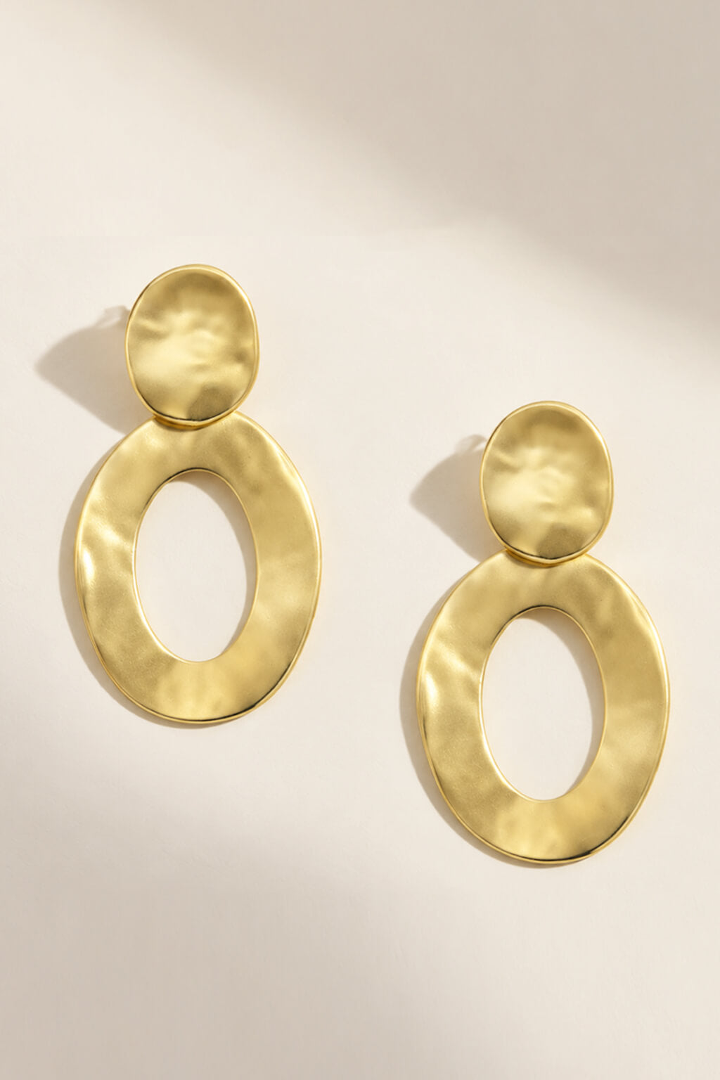 Hammered Oval Loop Earrings