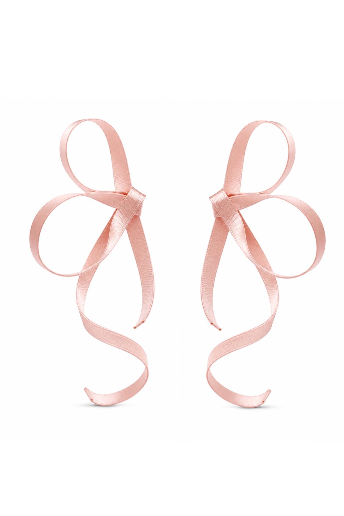 Silk Ribbon Bow Stud Earrings - Pink