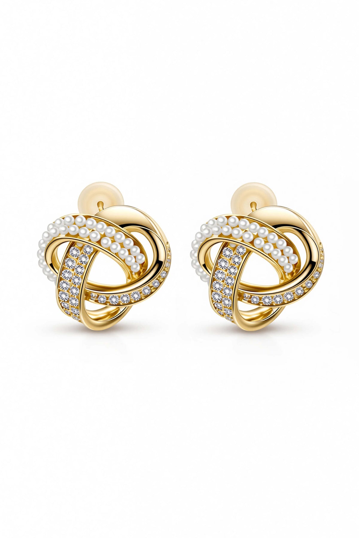 Knot Pearl Stud Earrings