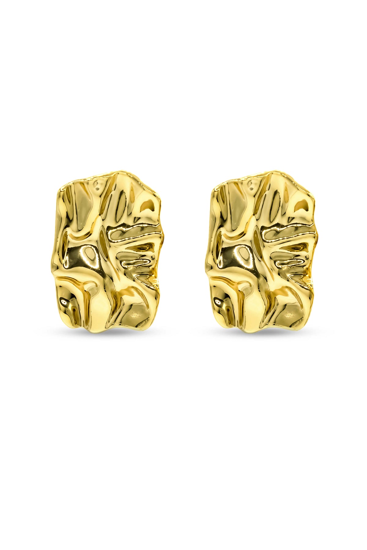 Irregular Crinkled Metal Stud Earrings