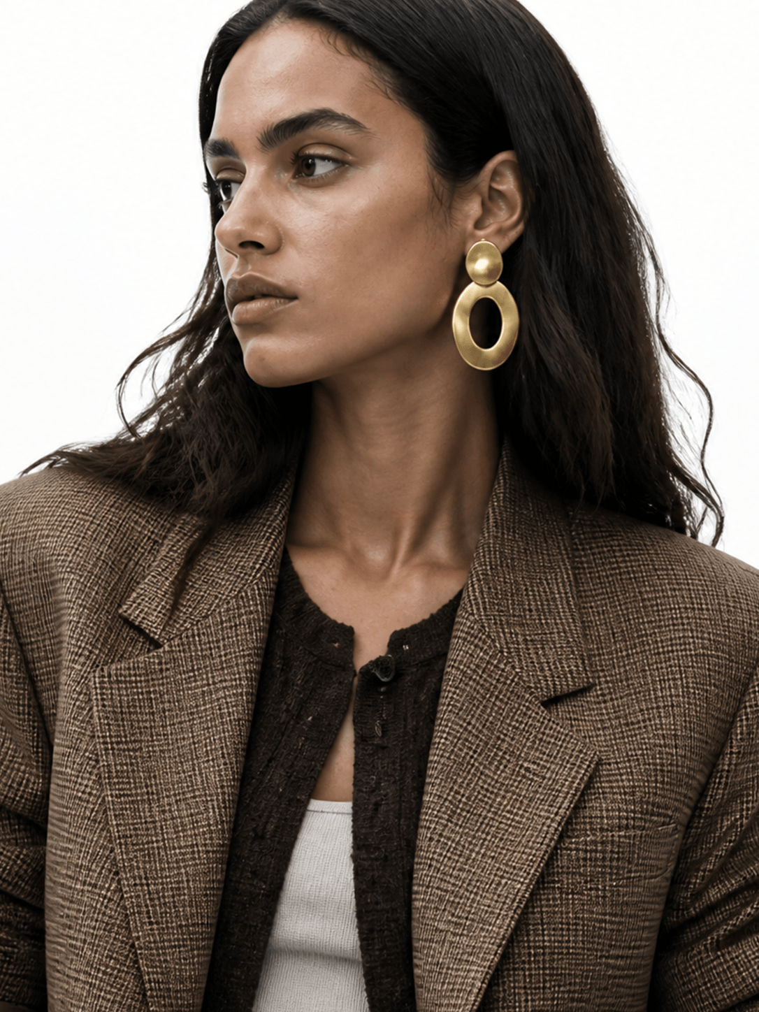 Hammered Oval Loop Earrings