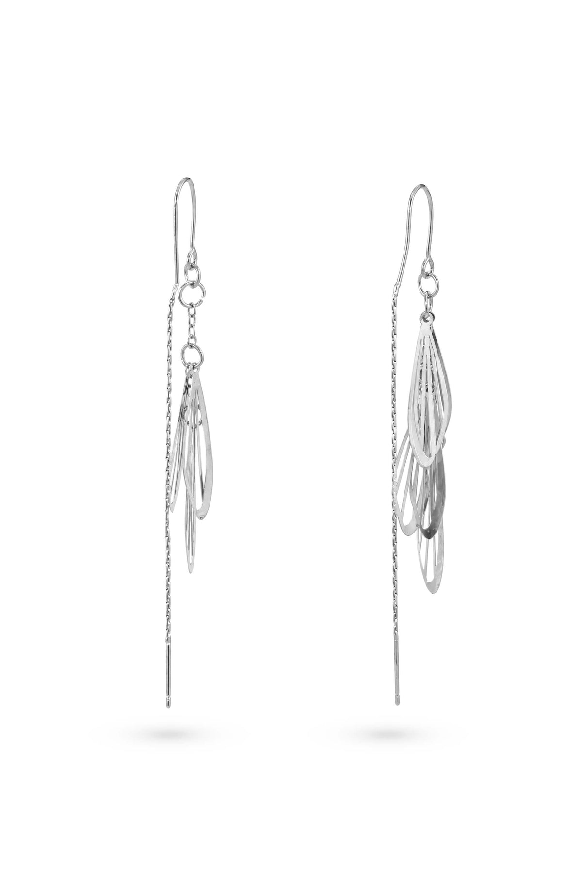 Swinging Long Leaf Dangle Hook Earrings