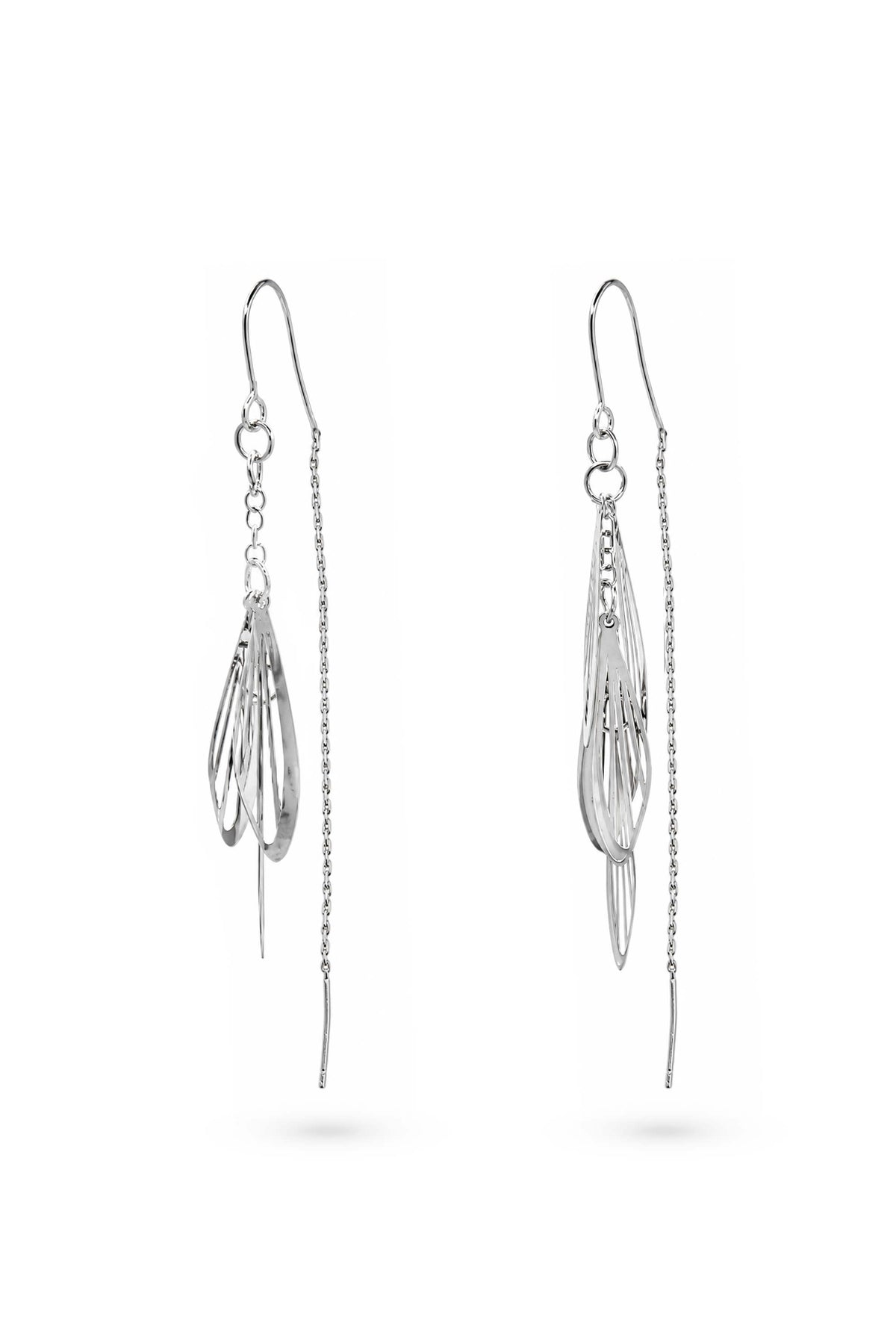 Swinging Long Leaf Dangle Hook Earrings