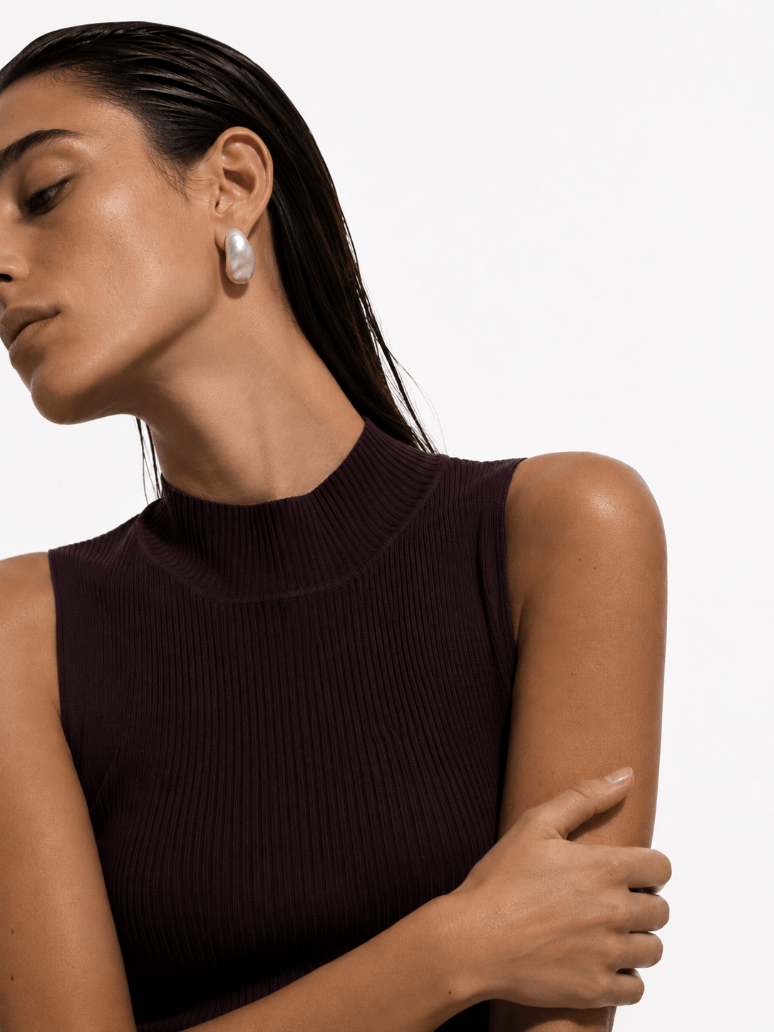 Moonlit Pebble Earrings - silver