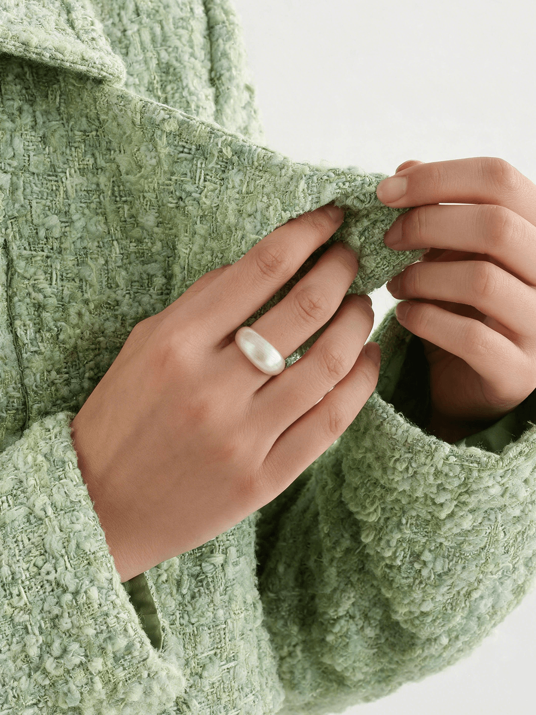 Brushed Textured Wide Band Ring