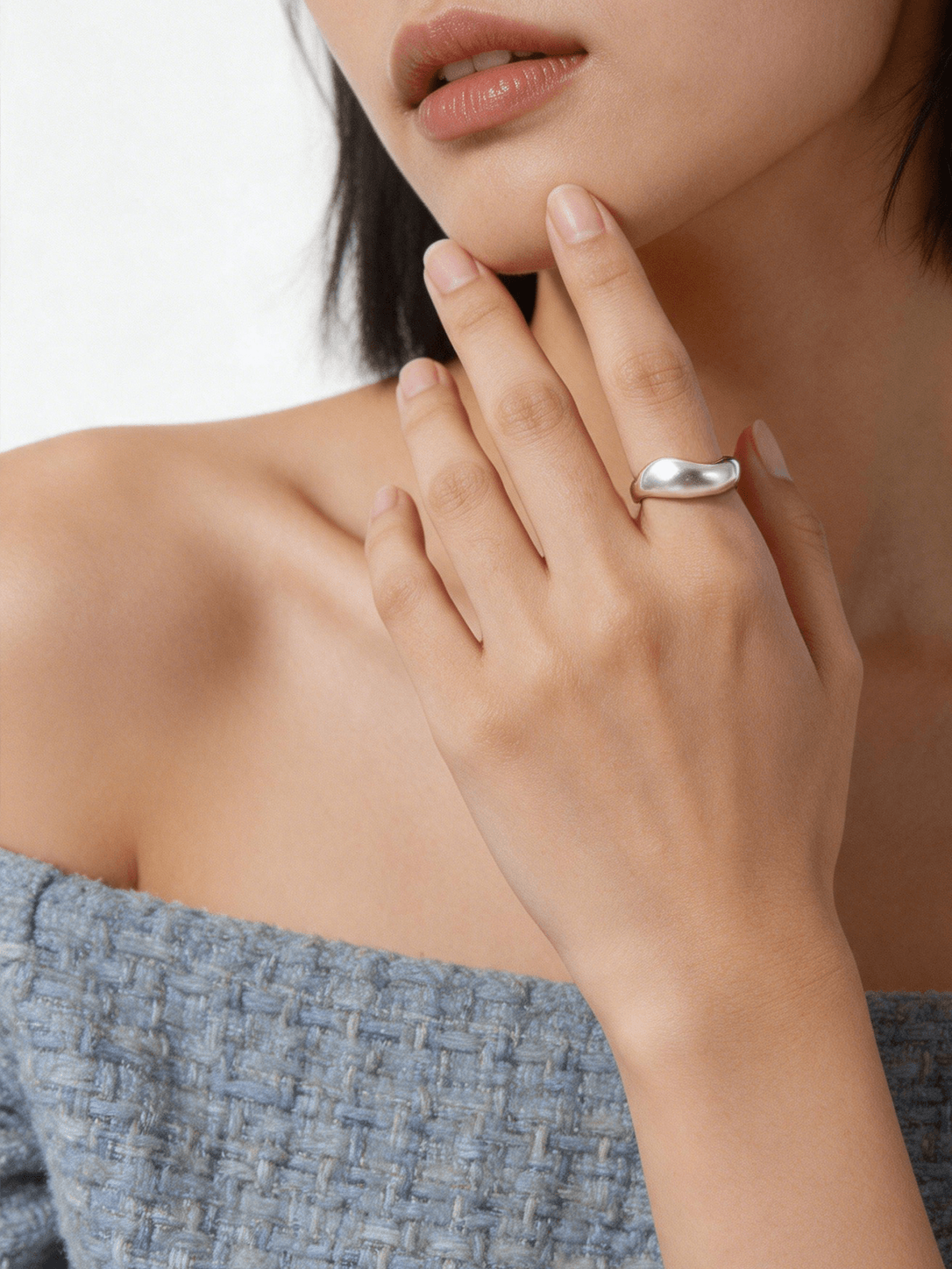Organic Bean Curve Open Ring