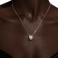 Paved CZ Interlocking Double Ring Necklace - silver