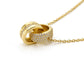 Paved CZ Interlocking Double Ring Necklace