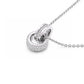 Paved CZ Interlocking Double Ring Necklace - silver