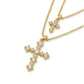 Layered Crystal Cross Necklace
