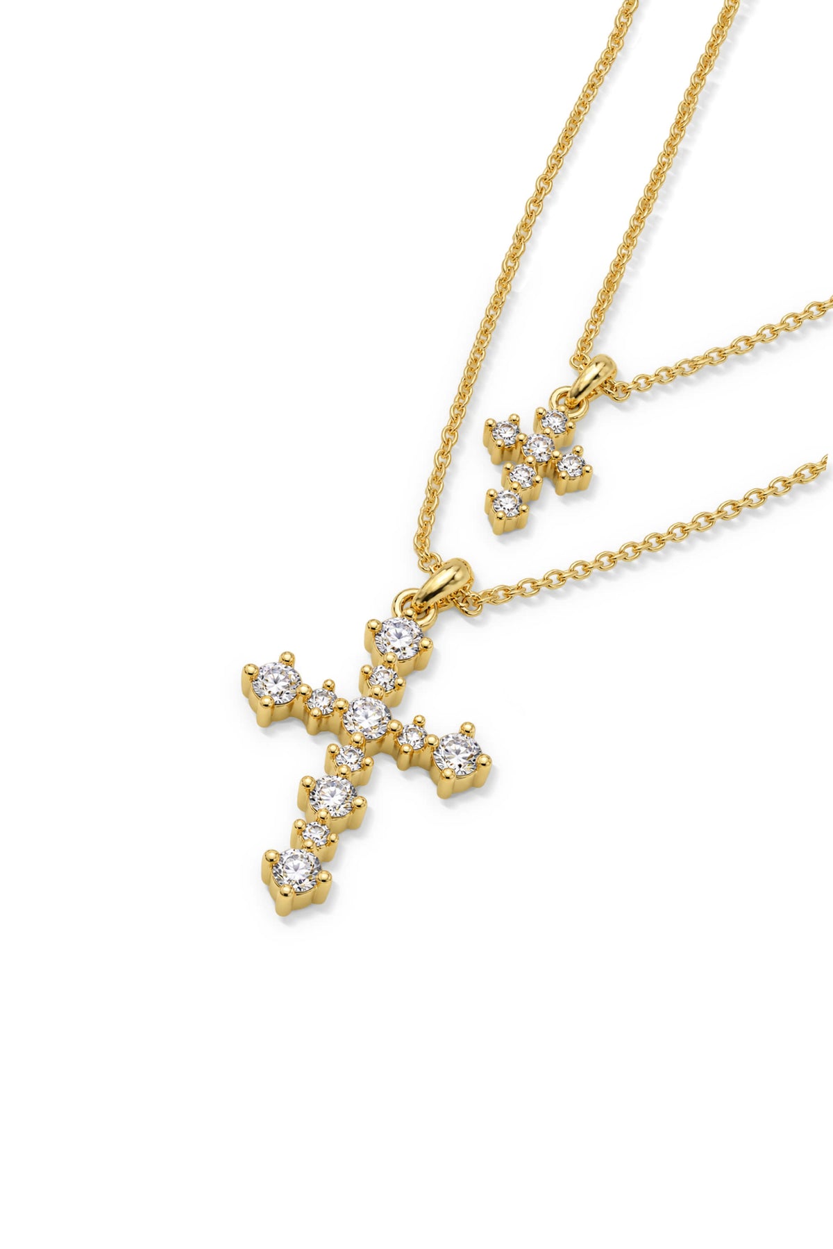 Layered Crystal Cross Necklace