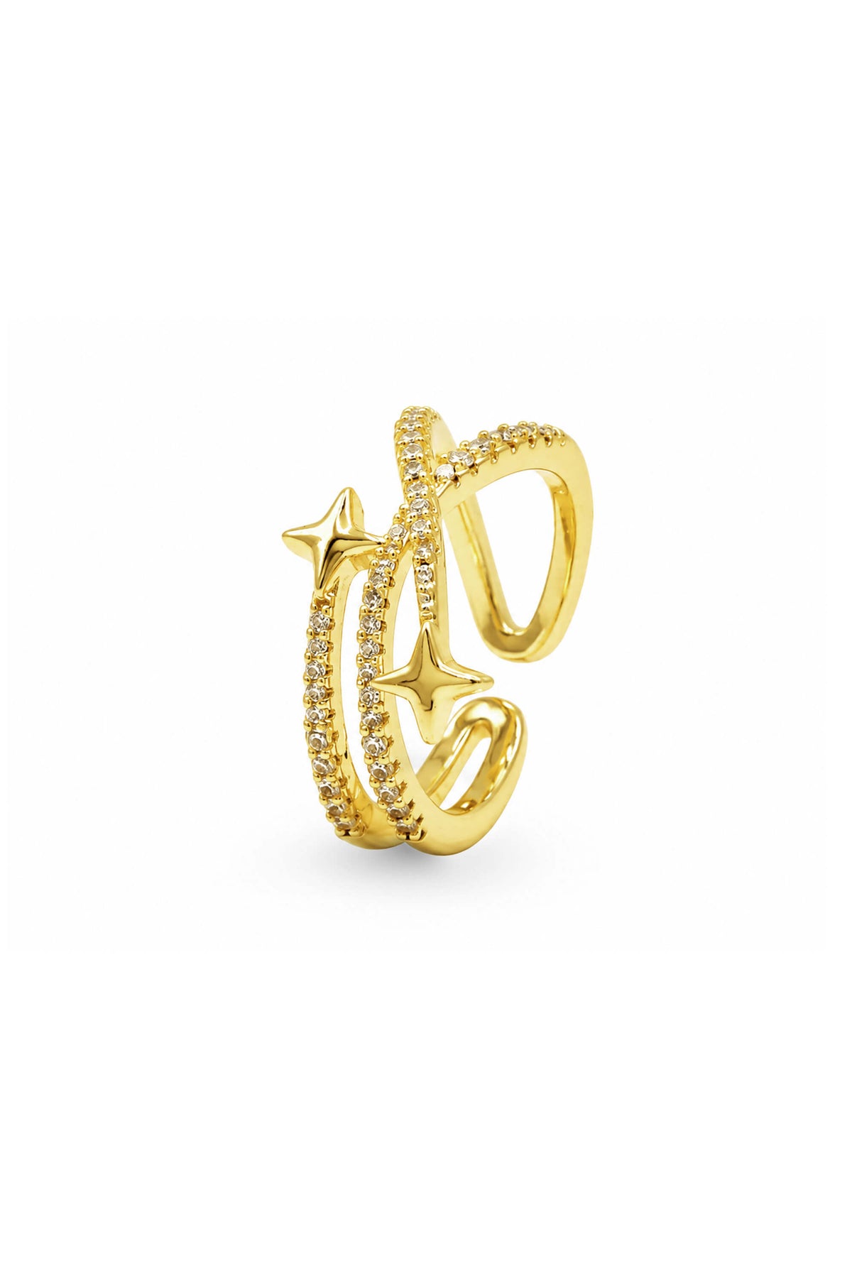 Double Star Zircon Open Ring