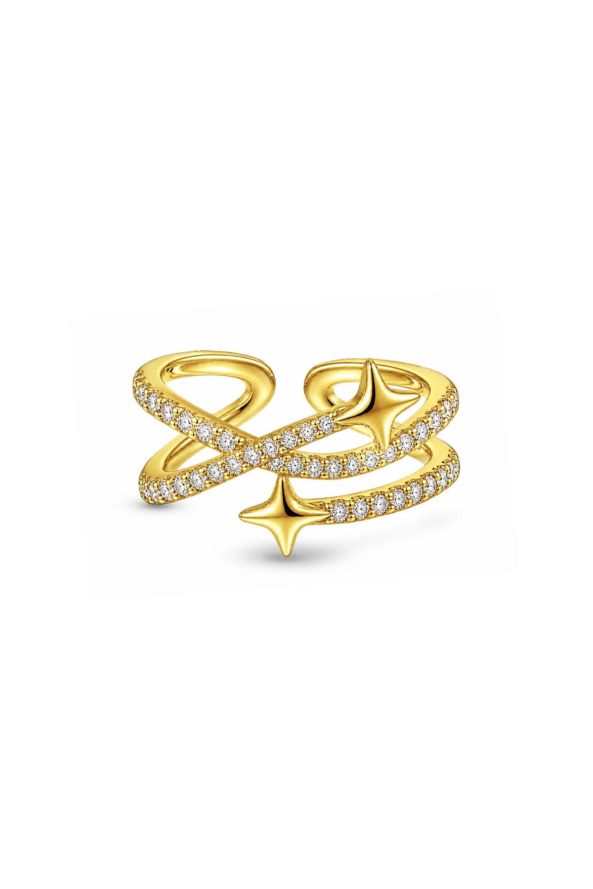 Double Star Zircon Open Ring